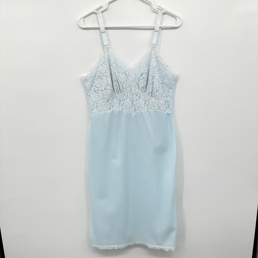 Vintage Aristocraft Slip Dress Size 38‎ Large Icy Blue Babydoll Coquette USA New